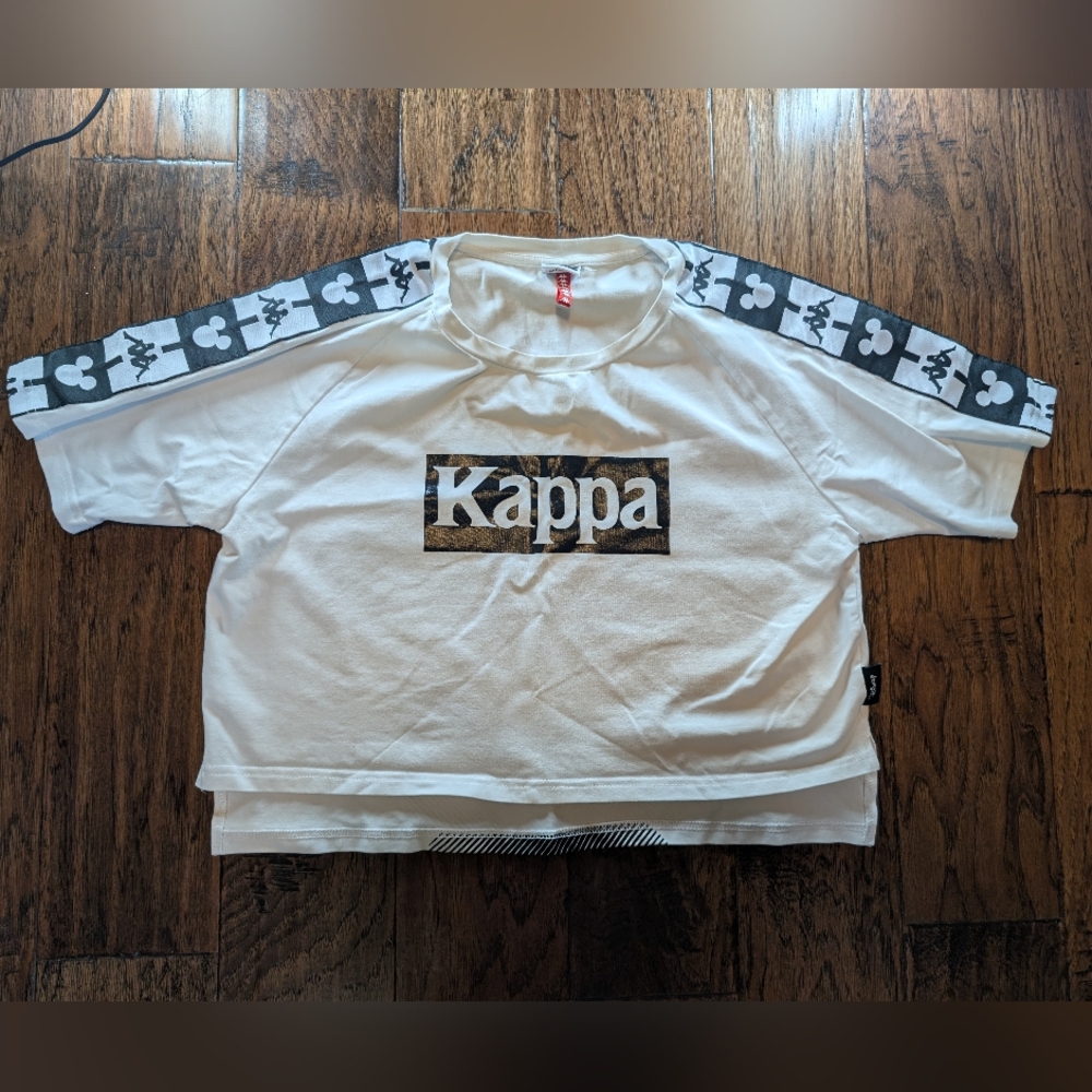 Kappa X Disney Cropped White and Black T-Shirt